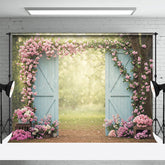 Lofaris Outdoor Floral Arched Door Bokeh Spring Backdrops